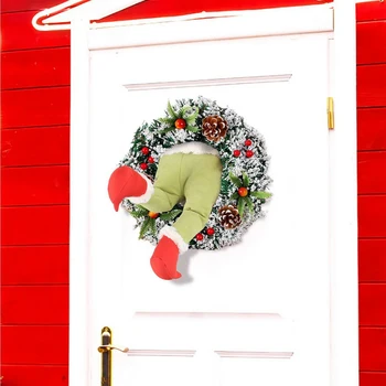 Kalėdų Vainikas Vagis Pavogė Įdaryti Elf Kojos 16 Colių Kalėdų Padėkos Durų Apdailos