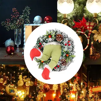 Kalėdų Vainikas Vagis Pavogė Įdaryti Elf Kojos 16 Colių Kalėdų Padėkos Durų Apdailos