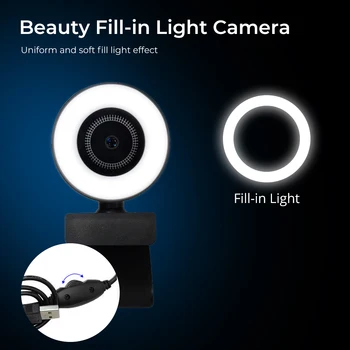Kamera 1080P mini kamera Užpildyti Šviesos Kamera su Mikrofonu 360 laipsnių web Kamera Pc Vaizdo Gyventi Skambina usb kamera Webcamera
