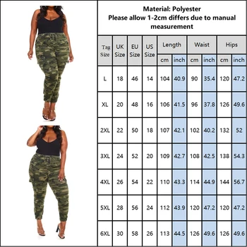 Kamufliažas Išspausdintas Ponios Krovinių Pants Plus Size Mada Moterims, Kelnės Raišteliu Didelio Dydžio Moterų Ilgas Kelnes D30