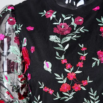 KANCOOLD palaidinė marškinėliai Mados Moterų, O-Kaklo, ilgomis Rankovėmis Gėlių Siuvinėjimas Vien Akies Įterpti Viršuje Drabužių nauja palaidinė 2020FEB21