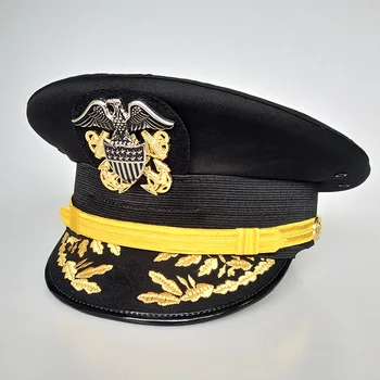 Kapitonas Hat, White Karo Jūrininkas, Didelis Kraštų Gorra Karinio Jūrų Laivyno Pareigūnas Bžūp Erelis Ženklelis Kepurės Snapeliu Vyrus Karinių Jūrų Pėstininkas Priedai Kepurės