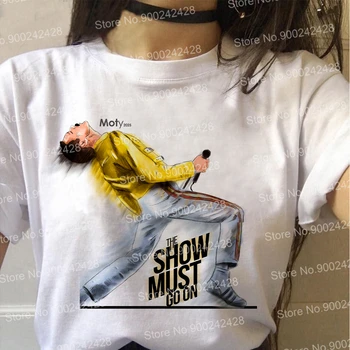 Karalienė Juosta Freddie Mercury marškinėliai moterims 90-ųjų Estetinės Aliejaus tapybai T-shirt Harajuku Animacinių filmų Grafinis spausdinti 