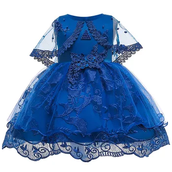 Karoliukai Gėlių Baby Girl Suknelė Elegantiškas Nėrinių Tutu 0-24M 1 Metų Kūdikis Merginos Gimtadienio Suknelės Vestido Gimtadienio vakarėlio Princesė Suknelė