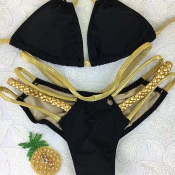 Karšta Moterų Vasaros maudymosi Kostiumėliai, Bikini Tinklelio virvę maudymosi kostiumėlį