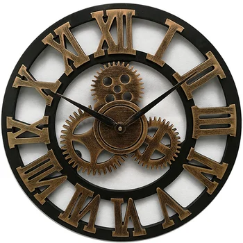 Karšto 3D didelių klasikinių senovinių medinių sieninis laikrodis retro pavarų kabo laikrodis romėnišką horologe Europos stiliaus dekoro kambarį