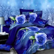 Karšto Pardavimo Drugelis Blue Rose Romantiška 3D Patalynės Komplektai Antklode Padengti Drobulė Užvalkalas 4pcs Karalius Gražus Minkštas Bedclothes29
