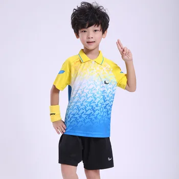 Karšto Pardavimo Vaikų Sportwear Teniso Marškinėliai+šortai Džersio Poliesterio Quick Dry Kvėpuojantis Badmintono Lenktynių Kostiumas Lentelėje T-shirt 3853