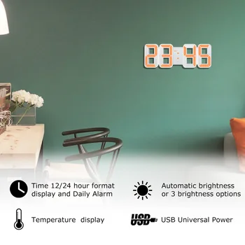 KARŠTO Skaitmeninis Sieninis Laikrodis 3D LED Didelių Laiko Kalendorius Temperatūra Stalas Stalo Modernus Dizainas, Skaitmeninis Stalo Laikrodis Apšvietimas Namuose Laikrodžiai