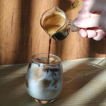 Karščiui atsparaus Stiklo Twin Vandens Įpilti Kavos Kremas Ąsotis Barista Amatų Kavos Latte Pieno Putų Ąsotis Ąsotis Namuose Įrankiai LA560