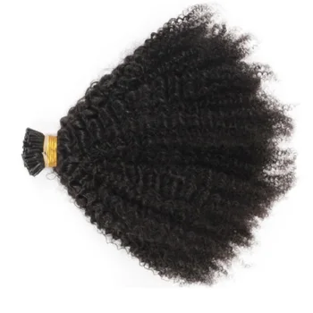 Kasiopėja Trumpas Afro Keistą Garbanotas aš Patarimas Žmogaus Plaukų Pratęsimo Garbanotas Stick Brazilian Keratin Plaukų 1g Prebonded 100s Sintezės Plaukų