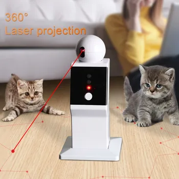 Katė Interaktyvus Žaislas, LED Lazeris Juokingas Žaislas Sukasi 360 Katė Naudotis Mokymo Linksmas Žaislas, USB Kačių Žaisti Robotas Žaislas