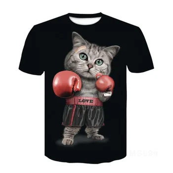 Katė lėlės trumpomis rankovėmis T-shirt 3D spausdinimo ponios ir ponai pet Azijos dydis 6xl
