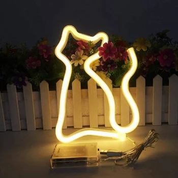 Katė Pav Neoninės Šviesos diodų (LED Dekoro Lempos Pasirašyti Žibintai Gyvūnų Parduotuvėje USB ir Baterijos Įkrovimas Namuose Šalis, Parduotuvė, Baras Kalėdų Sienos