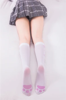 Katės Letena Spausdinti Veršiuko Kojos, Kojinės Moterų Japonijos Cute Lolita Studentų Baltos Kojinės JK Vienodas Kojines Merginos Studentų Per Kelio Kojinės