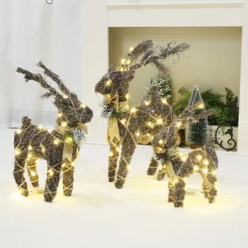 Kaustytomis geležies Kalėdų eglutė lino Kalėdų elnias sniego juodojo aukso blizgučiai china scenos dekoracija dovanos