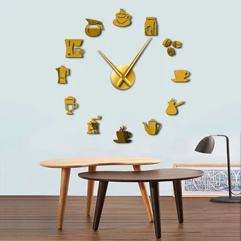 Kavos PASIDARYK pats Sieninis Laikrodis Modernaus Dizaino Virtuvės Laikrodis Laikrodžiai Laikrodis Lipdukas Kavos Puodelis Sienos Meno Dekoratyvinis Už Kavinė, Parduotuvė