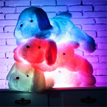 Kawaii Kūrybos Naktį Šviesos diodų (LED) Puikus Šuo Įdaryti Žaislas ir Pliušiniai Žaislai, Lėlės Geriausia Gimtadienio, Kalėdų Dovana Vaikams, Vaikų Draugas
