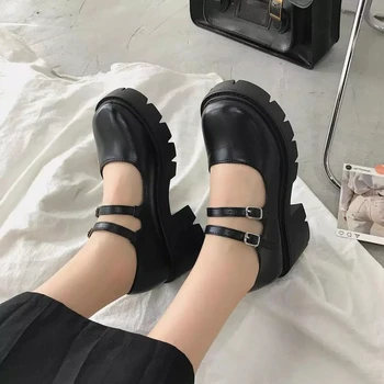 Kawaii Mary Jane bateliai Japonijos jk Vienodas studentų Lolita batai Harajuku Kolegija stiliaus batai, maži odos platforminiai batai moterims