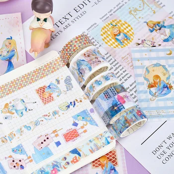 Kawaii pakuotėje juostelės lipduką nustatyti Alice in Wonderland animacinių filmų vertus sąskaitą dekoro lipduko juosta patenka papuošalai washi tape rinkinys