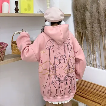 Kawaii sailor moon hoodie streetwear ulzzang animacinių filmų puloveriai, susagstomi megztiniai negabaritinių gobtuvu Hoodie Streetwear Harajuku Viršūnes Mergina