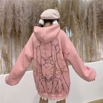 Kawaii sailor moon hoodie streetwear ulzzang animacinių filmų puloveriai, susagstomi megztiniai negabaritinių gobtuvu Hoodie Streetwear Harajuku Viršūnes Mergina