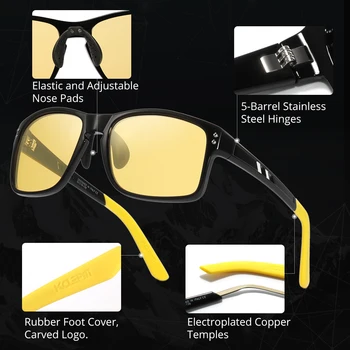 KDEAM PRABANGA Super kokybės Naktinio Matymo Akiniai TR90 Rėmelis Vairavimo akinius su byla