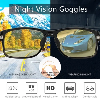 KDEAM PRABANGA Super kokybės Naktinio Matymo Akiniai TR90 Rėmelis Vairavimo akinius su byla