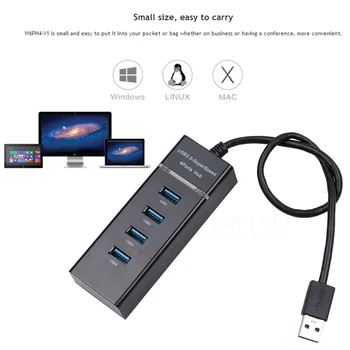 Kebidu USB Hub 3.0 4 Port USB3.0 Splitter Plėtra Hi-Greičio Adapteriu KOMPIUTERIO Laptopo Adapteris, USB Šakotuvai