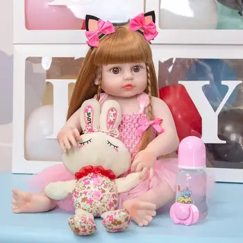 KEIUMI 19 Colių 48 Cm Mergaitei Rožinės spalvos Sijonas Atgimsta Lėlės Mielas Ir Gražus, Pilnas Silikono Reborn Baby Doll Vaikams Žaisti Partneris