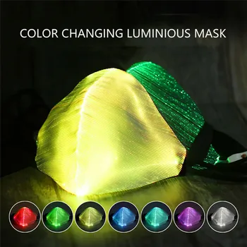 Keičiamų LED Kaukė 7 Spalvų Keičiami Šviesos Kaukė Su USB Šalies Šokių Dulkėms Masque Audinio Veido Kaukė Mascarillas