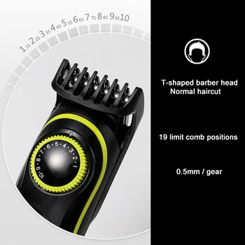 Kemei daugiafunkcinis titano lydinio plaukų žoliapjovės LCD Ekranas 19 aukščio riba šukos plaukų kelionės clipper nosies plaukų kirpimas mašina