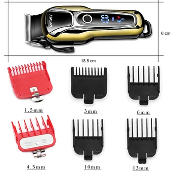 Kemei Plaukų clipper elektriniai plaukų žoliapjovės vyrams profesinės elektros cutter plaukų pjovimo staklės, šukuosena, LCD belaidžiu corded 5