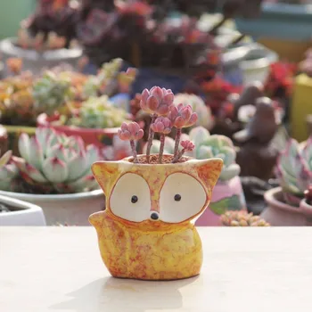 Keramikos Fox Augalų Puodą Micro Mielas Mini Vazoninių Succulents Maži Vazonai Bonsai Animacinių Filmų Sodinamoji Namų Gėlių Vazonai, Dekoratyvinis
