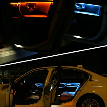Keturi Vidaus Durys Skydas LED Dekoratyvinės Apdailos Žibintai Su Mėlynos Ir Oranžinės Spalvų Atmosfera Žibintai BMW 3 Series F30 12-18