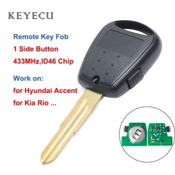 Keyecu 433MHz ID46 Chip Pakeitimas 1 Mygtuką Nuotolinio Rakto Pakabuku už Hyundai Accent, už Kia Rio Picanto Siela Venga Ceed Jokios Šviesos