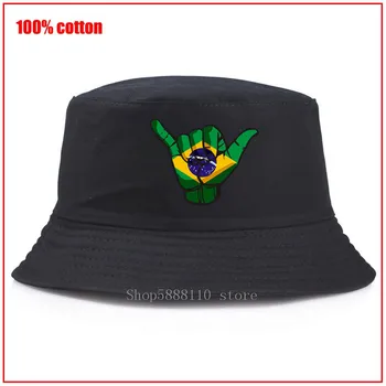 Kietas Shaka pasirašyti Brazilijos vėliava Kibiro Kepurę Vyrai, Moterys, Brazilija Kibirą Bžūp Skrybėlę Hip-Hop Žvejybos Žvejys Skrybėlę mergaitė berniukas