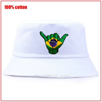 Kietas Shaka pasirašyti Brazilijos vėliava Kibiro Kepurę Vyrai, Moterys, Brazilija Kibirą Bžūp Skrybėlę Hip-Hop Žvejybos Žvejys Skrybėlę mergaitė berniukas