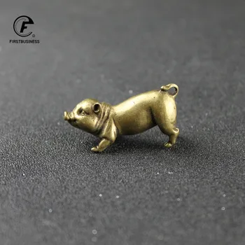 Kietojo Gryno Žalvario Zodiako Kiaulės Figūrėlės Apdailos Reikmenys, Miniatiūrinė Mielas Mažai Riebalų Kiaulių Ornamentu Derliaus Vario Gyvūnų Statula