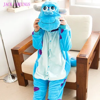 Kigurumi monstras Sulley Sullivan suaugusiųjų onesies Pižamos Animacinių filmų gyvūnų kostiumas Pižama Unisex pijamas ,sleepwear ,šalies drabužių