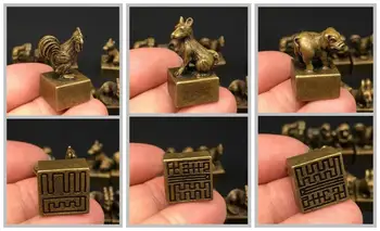 Kinija Žalvario archaize zodiako antspaudas mažas statula