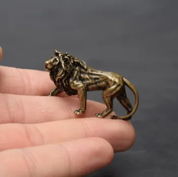 Kinijos archaize gryno žalvario liūtas mažas statula #6