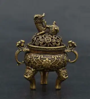 Kinijos archaize gryno žalvario Žvėris vadovas mažas Smilkalų degiklis