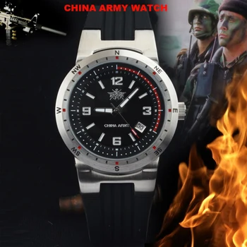 Kinijos Armijos Žiūrėti Vyrų Kvarco Karinės Žiūrėti Mens Sporto Nerūdijančio Plieno, Atsparus Vandeniui 5Bar Gumos Laikrodžius Smūgiams
