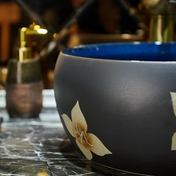 Kinijos Tapybos praustuvas laivo kriauklės skaitiklis viršuje meninės keramikos praustuvas Vonios kriaukle