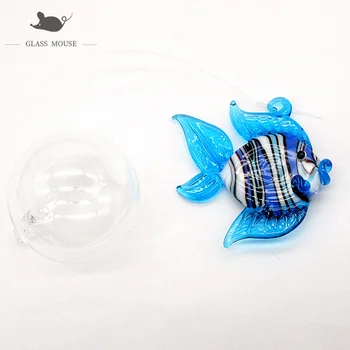 Kintama mėlyno stiklo žuvų Statulėlės bubble ball Akvariumas Namų Dekoro žavesio priedai Ranka Pūstinis Meno Jūros Gyvūnų, Kolekcines Dovana