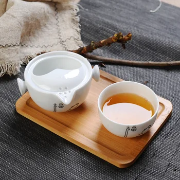 Kinų modelis keramikos kelionės arbata (1 puodelis+1 puodas arbatos puodelio arbatos Teaware virdulys arbatinukas porceliano kelionės elegantiškas gaiwan arbatos puodelio