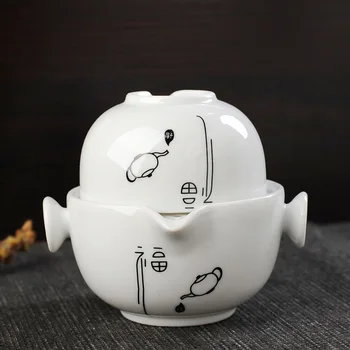 Kinų modelis keramikos kelionės arbata (1 puodelis+1 puodas arbatos puodelio arbatos Teaware virdulys arbatinukas porceliano kelionės elegantiškas gaiwan arbatos puodelio