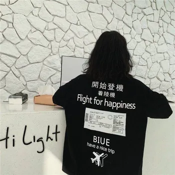 Kinų Rašmenimis Spausdinti Hip-Hop Vyras Moteris Mados Balta Tshirts Japonijos Streetwear Atsitiktinis Harajuku Mados Moterų Viršūnių Tshirts