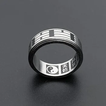 Kinų Stiliaus Taiji Žiedas Sėkmės Sukant Titano Plieno Žiedas Derliaus Bagua Raštų Budistų Mantrų Žiedas Papuošalai